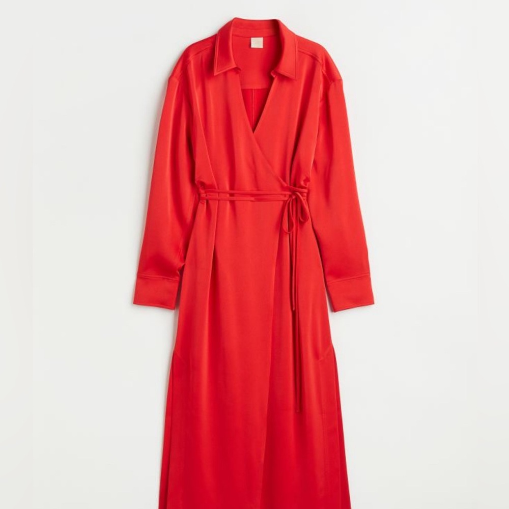 Satin Wrap-front Dress H&M size XS NWT